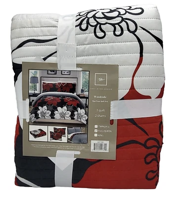 Chic Home Woodside  Quilt & 2 Shams Full Queen Quilt Set Floral Heat Press - Image 1 of 4