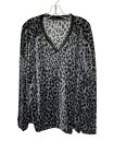 Cuddl Duds Double Plush Velour V-Neck Tunic A625835 Gray Leopard Size Large New