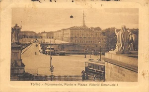 F304) TORINO MONUMENTO PONTE E PIAZZA VITTORIO EMANUELE I VIAGGIATA 1915 - Picture 1 of 2