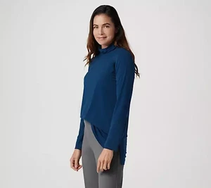 Susan Graver XL Modern Essentials Midnight Ink Liquid Knit Rollkragen Top Bluse - Bild 1 von 6