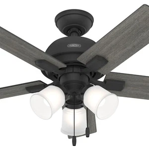 Hunter Fan 44 in Casual Matte Black Indoor Ceiling Fan with Light and Pull Chain - Picture 1 of 7
