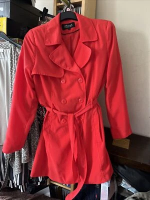 Women’s Size 14 Coral Colour Mac, Belted, Lined, Lightweight, pockets - Image 1 of 4