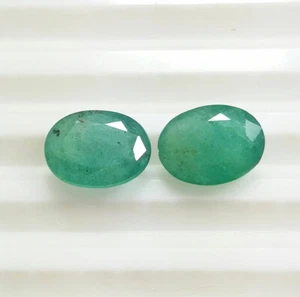 5.56 Ct Natural Oval Cut Zambia Emerald Matched Pair Unheated AAA Quality Gems - Picture 1 of 6