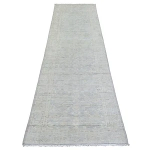 2'8"x9'6" Blue, Hand Knotted Washed Out Peshawar, Soft Wool, Runner Rug R72761 - Picture 1 of 6
