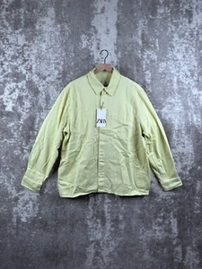 New Zara Shirt Jacket XL Mens Green Lime Canvas Twill Utility Shacket - Picture 1 of 7