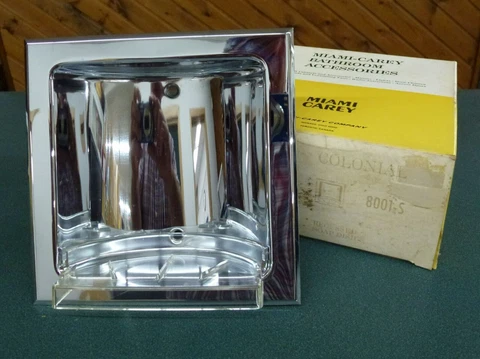 Miami Carey Colonial Chrome Recessed Soap Dish 8001-S with plastic insert 1960's Cover