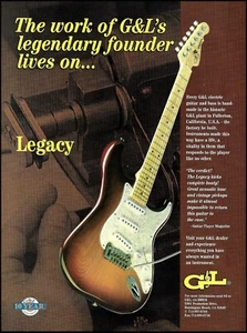 Guitarra eléctrica G&L Legacy 1997 anuncio original 8 x 11 impresión de anuncio - Imagen 1 de 3