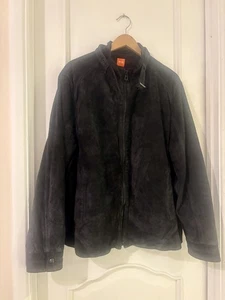 Hugo Boss Orange Label Black Suede Jacket Size 56 Mens Zip Up - Picture 1 of 24