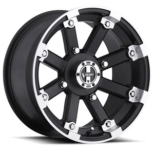 15x7 +2.5 Vision 393 Lock Out 4x110 Matte Black Machined Lip Wheels (Set of 4) - Picture 1 of 2