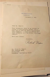 RICHARD NIXON LETTER ARCHIVE GROUP 1962-76  X 17 PCS INFLATION, CAMPAIGN - Picture 1 of 23