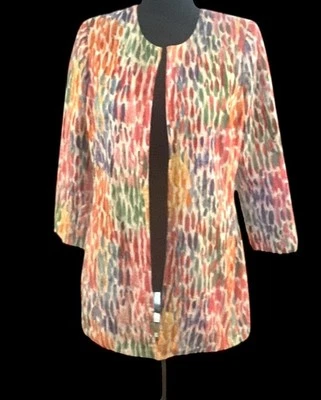 Blazer de lino 3 Sisters para mujer chaqueta L artística arte para usar multicolor colorido Foto 1 de 4