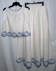 Calypso ST. Barth Top and Maxi Skirt Set Large Linen Cotton Embroidered White NW - Picture 1 of 18
