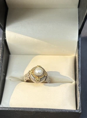 ANILLO PERLA PEQUEÑA KONSTANTINO HESTIA, Talla 6.75/7, Plata 925 y Oro Amarillo 18K Foto 1 de 4