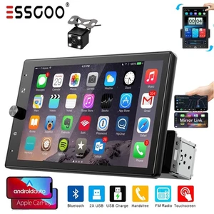 10.4" Single 1 DIN Car Stereo Wireless Apple CarPlay Android Auto Head Unit+CAM - Picture 1 of 14