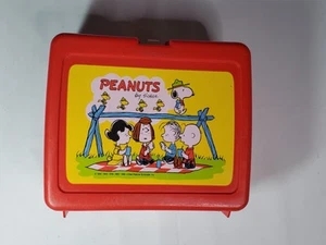 Vintage 1966 Peanuts Red Lunchbox ONLY Thermos BRAND Plastic - Picture 1 of 9