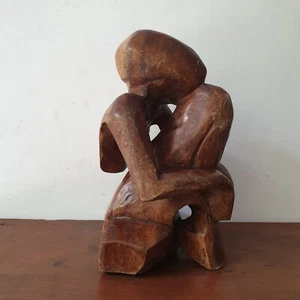 Daydreaming Wooden Statue - Picture 1 of 5