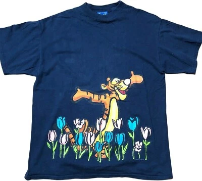Camiseta Disney Colección Tigger Pooh UnisexXL Puntada Única Azul Tulipanes Foto 1 de 4