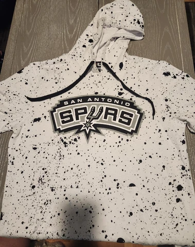 LG San Antonio Spurs Splatter Print Short Sleeve Hoodie w/ Pockets Heavyweight Cover