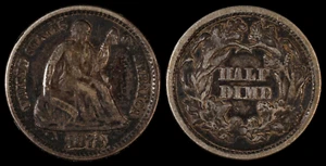 Seated Liberty 1872 Half Dime Silver Old Type Coin Obsolete Tone HD Crusty Toned - Picture 1 of 3