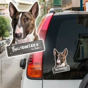 Bullterrier an Bord Autoaufkleber Hund 10cm Hundeaufkleber wetterfest 0850 - Picture 1 of 2