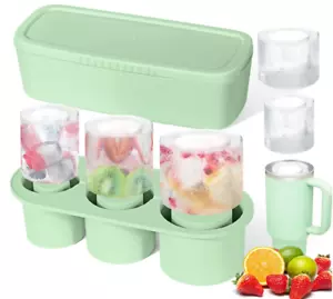 Bandeja de cubitos de hielo de silicona Stanley Cup 40/30 oz con tapa, 3 piezas (verde) - Imagen 1 de 5