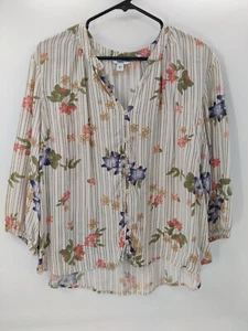 Camicetta donna Sonoma panna stampa floreale bottoni davanti manica 3/4 taglia XL - Foto 1 di 10