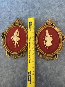 VTG Louis XIV Depose 3D Resin Victorian Wall Plaques On Velvet-Italy 92 - Picture 1 of 12