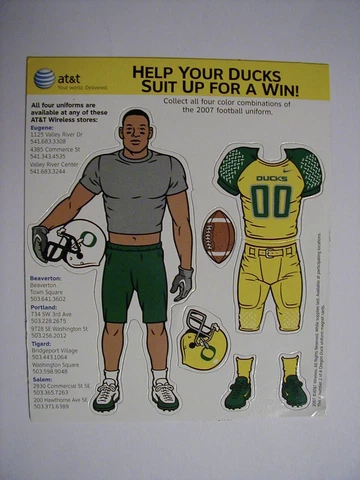 AT&T U of O University Oregon Ducks Football Magnet 2007 #00 Yellow Uniform UO Cover