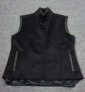 Gilet Cirrus Cashmere Uomo M Nero Cashmere Full Zip Bordo Pelle Foderato Nylon - Foto 1 di 11