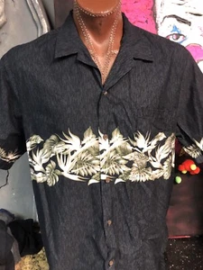 RJC Camisa Hawaiana 2XL Hombre Negra ~ Gris Floral Birds of Paradise Camisa Estampada - Imagen 1 de 9