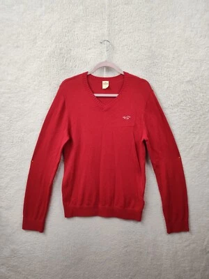 Suéter Hollister Hombre Pequeño Rojo Mezcla Viscosa Cuello en V Tejido Pullover Calce Regular Foto 1 de 4