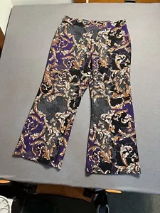 Ashley Stewart Pants Womens 18/20 Loose Leg NWT Purple Black New - Picture 1 of 16