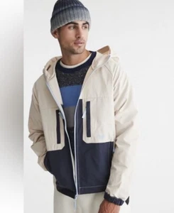 Mens XSmall NWT White & Navy Without Walls Blocked Hooded Jacket - Picture 1 of 3