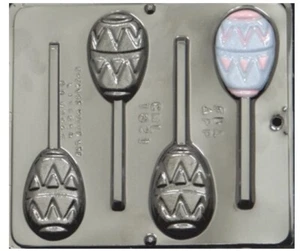 Easter Egg lollipop Chocolate Candy Mold New 4 Cavity Wax Butter Ice Soap - Picture 1 of 1
