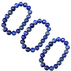 Lotto di 3 Bracciali Lapislazzuli 8mm Perline Elasticizzati Offerta Speciale - Foto 1 di 3