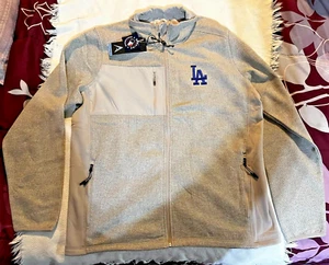 MLB LA Dodgers hellbraune Jacke mit Reißverschluss für Erwachsene von Antigua verschiedene Größen neu mit Etikett - Bild 1 von 5