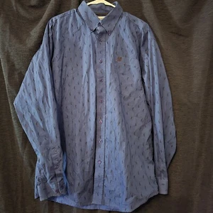 Cinch Western Shirt Men Sz L Blue Paisley Long Sleeve Button Rodeo 100% Cotton - Picture 1 of 5