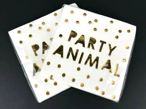 20 servilletas totales de animales de fiesta 2 paquetes de 10 servilletas doradas y blancas - Imagen 1 de 5