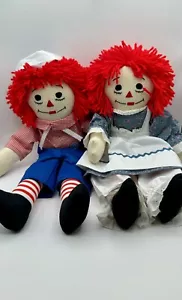 Set bambole vintage fatte a mano Raggedy Ann & Andy alte 19"" mai usate - Foto 1 di 3