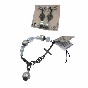 Scooples Jewelry Cindy French Bronze Crystal Bracelet Earrings NWT - Picture 1 of 6