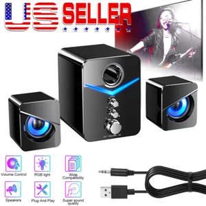 3.5mm RGB LED Mini USB Wired Computer Speakers Stereo Bass For PC Laptop Desktop - Picture 1 of 14