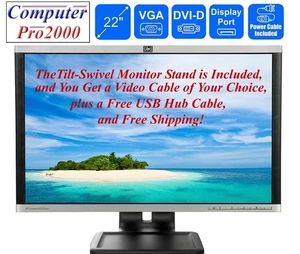 Working A+ Certified 22" LCD Widescreen Monitor & Stand + You Choose Your Cable! - Picture 1 of 10