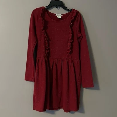 H&M Red Sparkly Long Sleeve Dress - Image 1 of 3