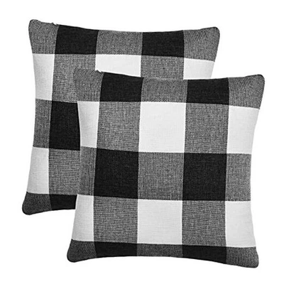  Set of 2 Buffalo Check Plaid Pillow 20" x 20" (Pack of 2) 2 Pack Black & White - Image 1 of 4