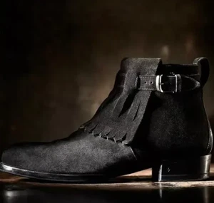 John Varvatos Collection Black Suede Leather Lafayette Shawl Boots 9.5 - Picture 1 of 10