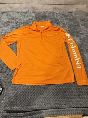 Camisa Columbia Omni-Sombra Para Hombres Grande Naranja Pullover 1/4 Cremallera Manga Larga Correr Foto 1 de 4