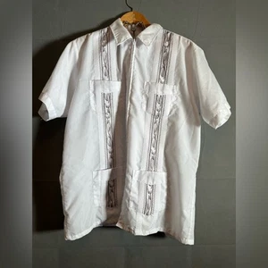 Haband Guayabera 4 Pocket Embroidered Wedding Shirt Blue medium - Picture 1 of 4
