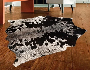 100% Genuine Cow hide Rug Area Carpet Skin Leather 21.77 sq.feet (57"x55") M-76 - Picture 1 of 3