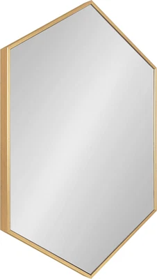 Rhodes Modern Hexagon Wall Mirror, 24" X 36", Gold, Chic Geometric Wall Mirror - Image 1 of 4
