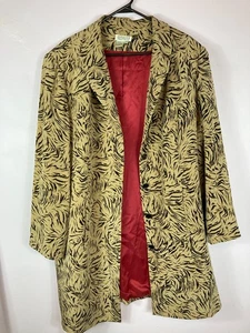 DUE per DUE Women's 92% Silk Blend Animal Print Blazer Pockets Size 20W Classic - Picture 1 of 10